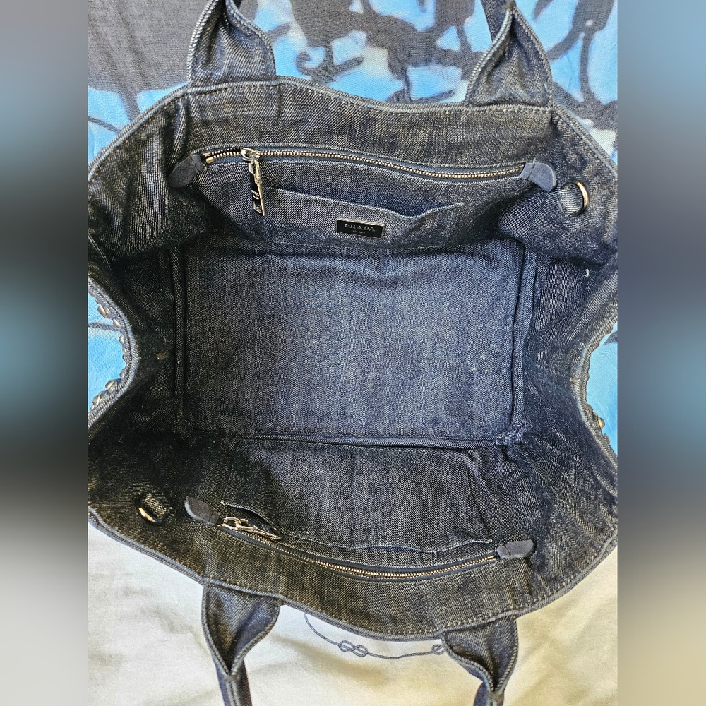 EUC Prada Canapa 2 way Studded Tote Bag - Picture 12 of 17